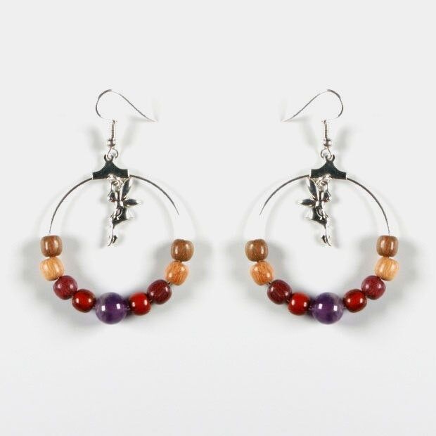 Orecchini in legno e ametista Sonia