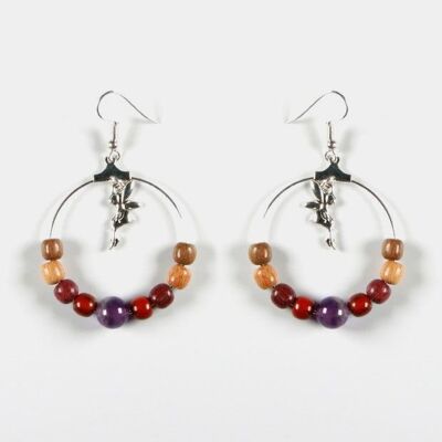 Wood and Amethyst earrings Sonia