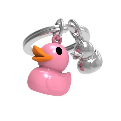 Idée cadeau Fête des Mères - Porte-clés Canard Rose et son petit - METALMORPHOSE