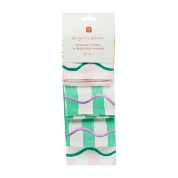 Serviettes en tissu rose et vert, décoration estivale - paquet de 4 1