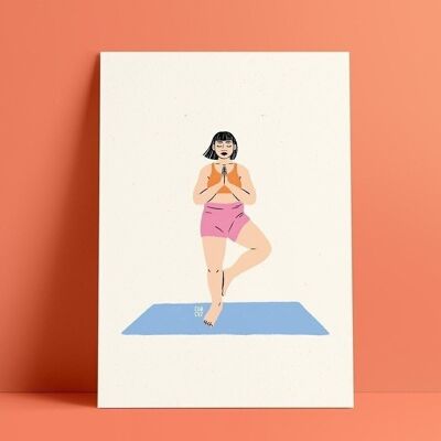 Affiche illustrée yoga "posture de l'arbre"