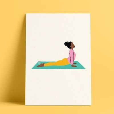 Póster ilustrado de yoga "perro boca arriba"