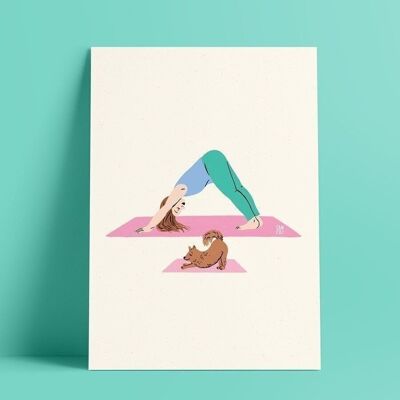 Affiche illustrée yoga "le chien tête en bas"
