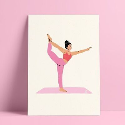 Póster ilustrado de yoga "postura del bailarín"