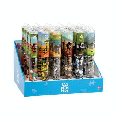 Display of 24 tubes of 100 pieces - Zoo theme - children's construction game - PLUS PLUS