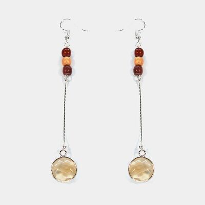Agate and Line wood earrings