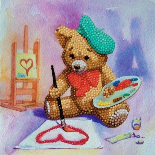 Teddy, 18x18cm Crystal Art Card