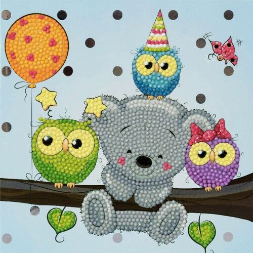 Birthday Friends, 18x18cm Crystal Art Card