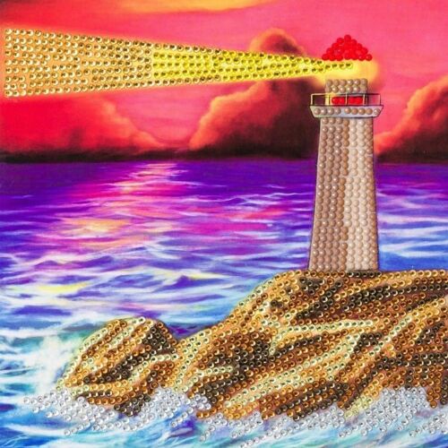 Lighthouse, 18x18cm Crystal Art Card