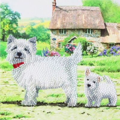 Westie, carte d'art en cristal 18 x 18 cm