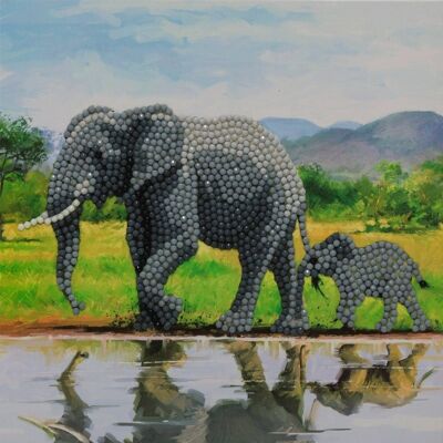 Elephant, 18x18cm Crystal Art Card