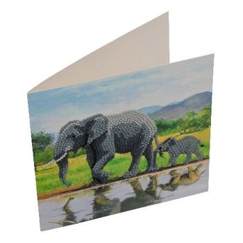 Éléphant, carte d'art en cristal 18x18cm 3