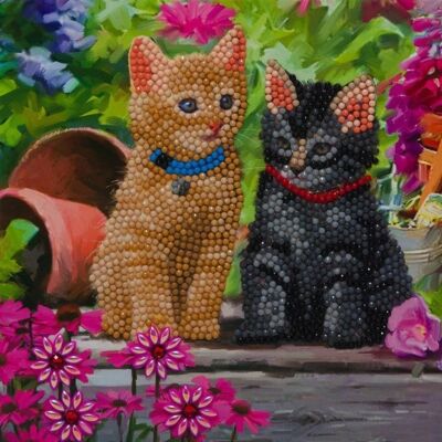 Amis des chats, carte d'art en cristal 18 x 18 cm