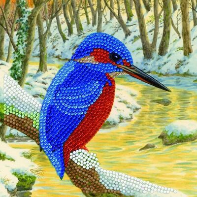 Kingfisher, 18x18cm Crystal Art Card