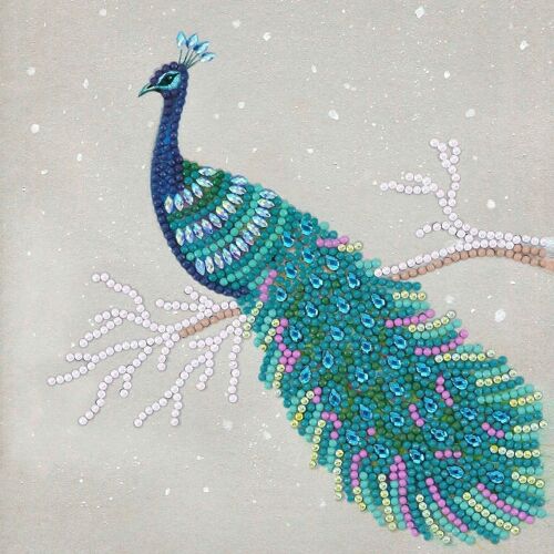 Pretty Peacock, 18x18cm Crystal Art Card
