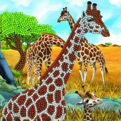 Douce girafe, carte d'art en cristal 18 x 18 cm