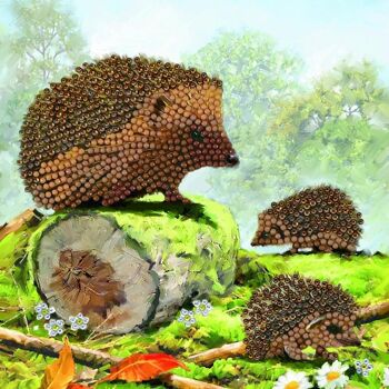 Happy Hedgehogs, carte d'art en cristal 18 x 18 cm 1