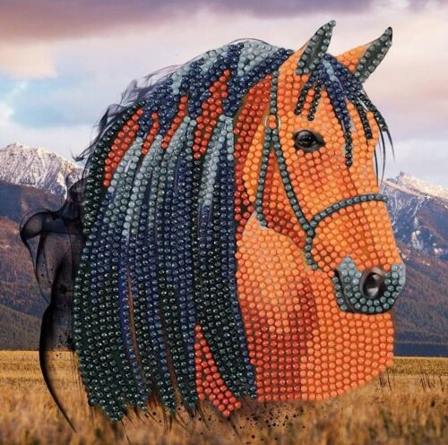 Horse, 18x18cm Crystal Art Card