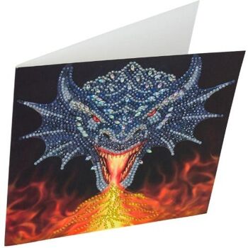 Tête de feu de dragon, carte d'art en cristal 18x18cm 3