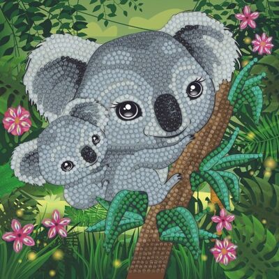 Koala-Umarmungen, 18 x 18 cm Kristall-Kunstkarte