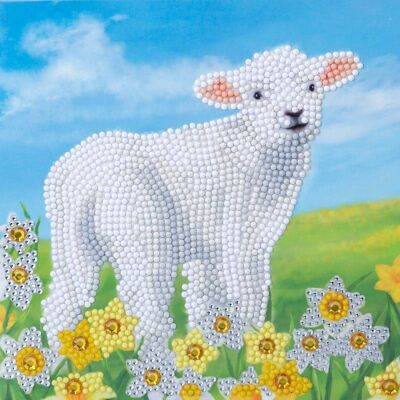 Little Lamb 18x18cm Crystal Art Card