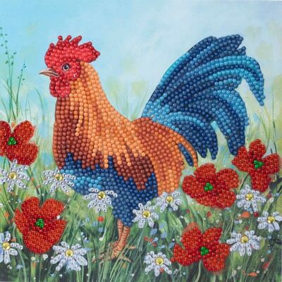 Carte d'art en cristal CockerEl dans le champ 18x18cm