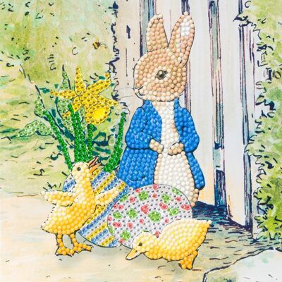Peter Rabbit and Chicks 18x18cm Crystal Art Card