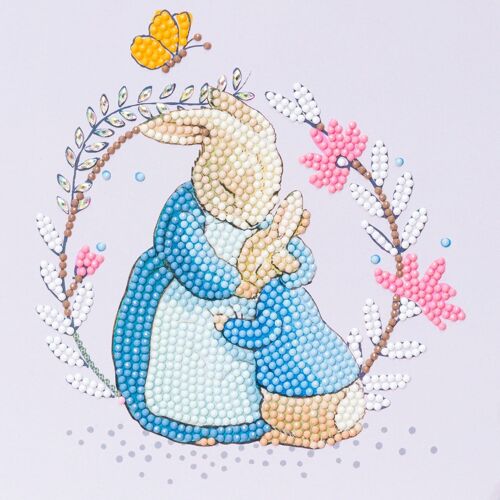 Peter Rabbit and Mum 18x18cm Crystal Art Card