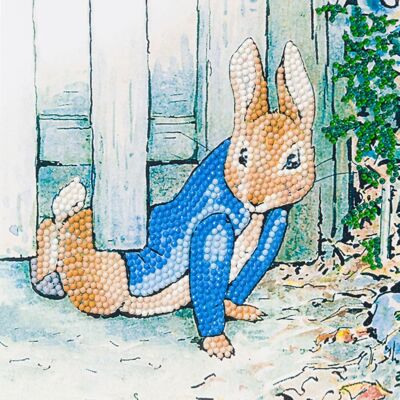 Peter Rabbit Under the Fence 18x18cm Crystal Art Card