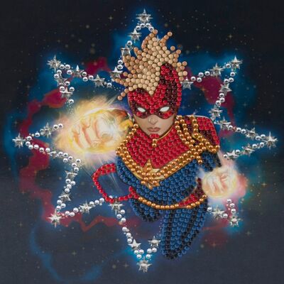 Capitaine Marvel Carte d'art en cristal 18 x 18 cm