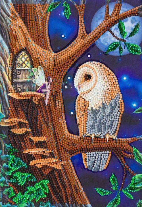 Owl and Fairy Tree, Crystal Art Notebook