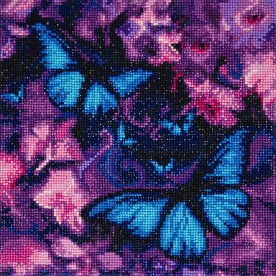 Blaue violette Schmetterlinge, 30 x 30 cm Crystal Art Kit