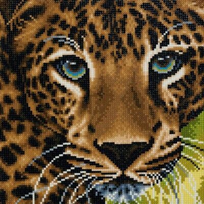 Leopardo, kit artistico in cristallo 30x30 cm
