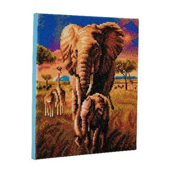Éléphant de la savane, kit d'art en cristal 30x30cm 3