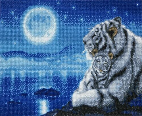Lullaby White Tigers, 40x50cm Crystal Art Kit