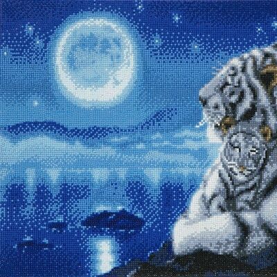 Lullaby White Tigers, kit d'art en cristal 40x50cm