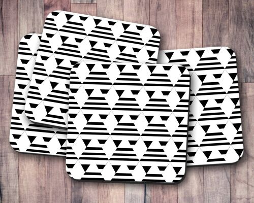 Black and White Geometric Design Coaster, Table Decor Drinks Mat