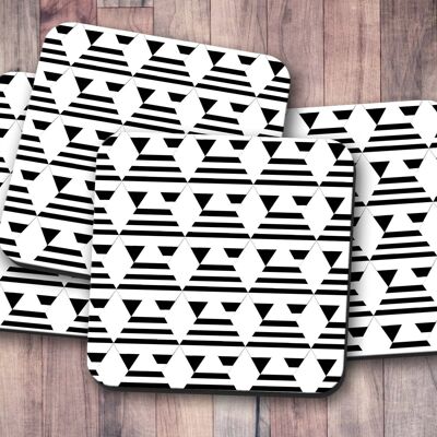 Black and White Geometric Design Coaster, Table Decor Drinks Mat