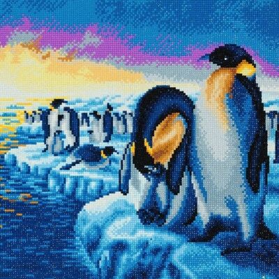 Pingouins de l'Arctique, kit d'art en cristal 40x50cm
