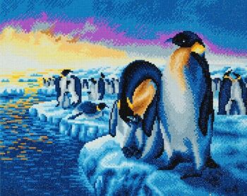 Pingouins de l'Arctique, kit d'art en cristal 40x50cm