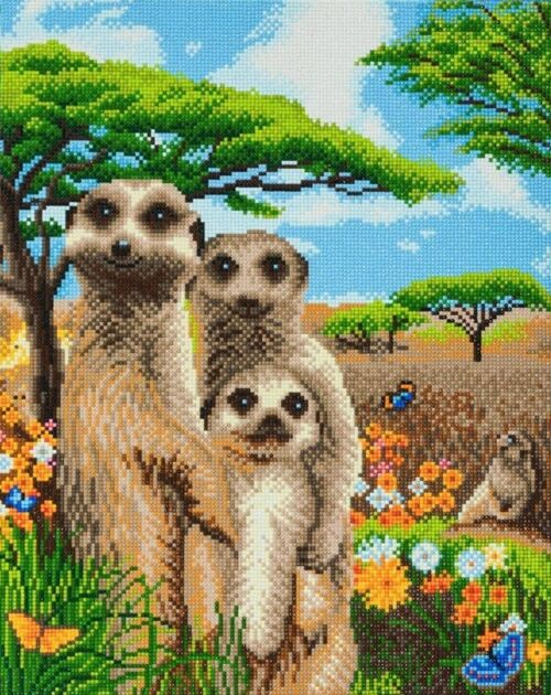 Meerkat Family, 40x50cm Crystal Art Kit