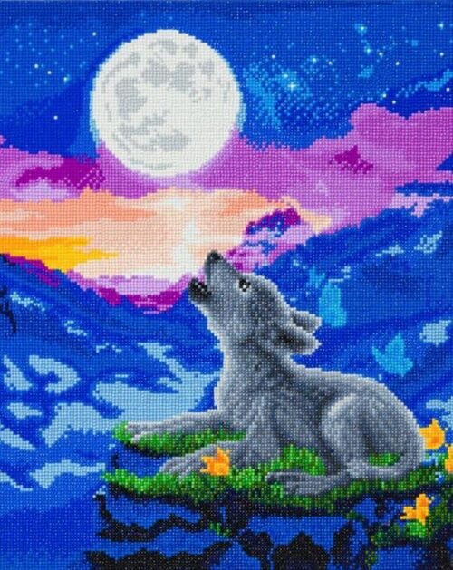 Howling Wolf Cub, 40x50cm Crystal Art Kit