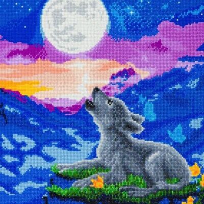 Howling Wolf Cub, 40x50cm Crystal Art Kit