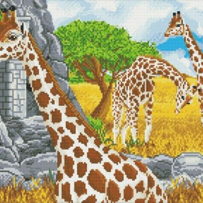 Girafes broutant, kit d'art en cristal 40x50cm