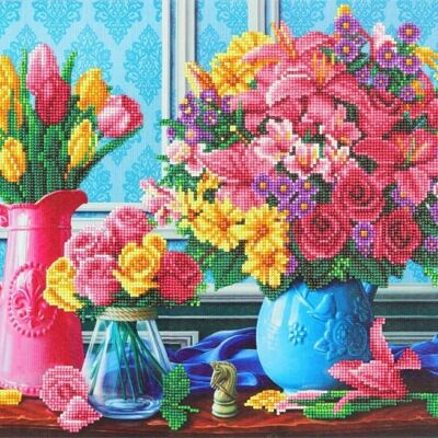 Beautiful Blooms, kit de arte de cristal de 40x50 cm