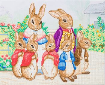 Kit toile d'art en cristal 40x50m Peter Rabbit et sa famille 1