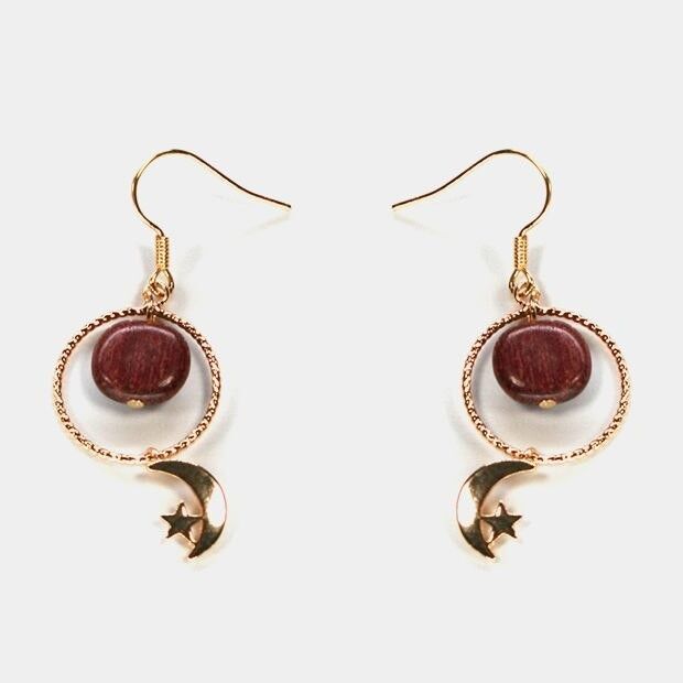 Orecchini d'oro con luna e stella Angelo