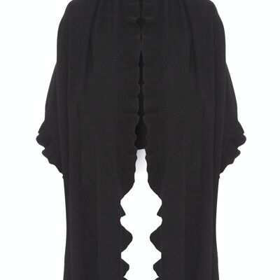 100% Cashmere Frilly Wrap, Black