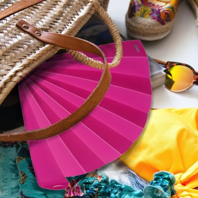 Fan, hand fan, pink opaque, self-closing, sustainable, waterproof