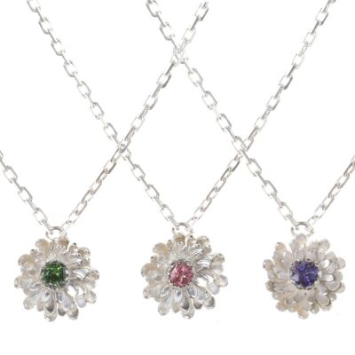 Gemset Handmade Sterling Silver Dahlia Pendant- set of 3